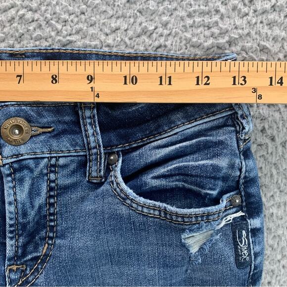 Silver Jeans AIKO Mid Rise Slim Boot Distressed Women's Jeans  -  Size:  26 - Picture 9 of 15